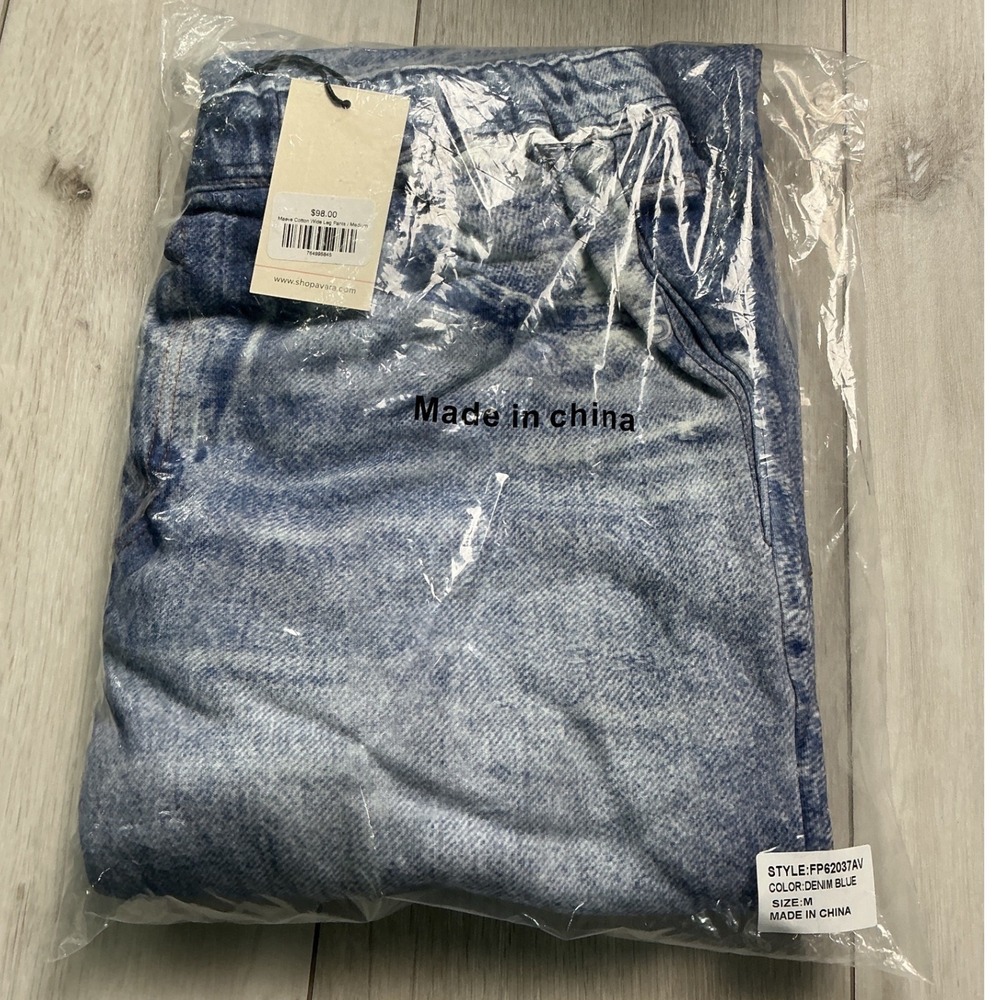 Avara Maeve Cotton Wide Leg Pull On Pants Women Medium Denim Blue New With Tags - Picture 4 of 10